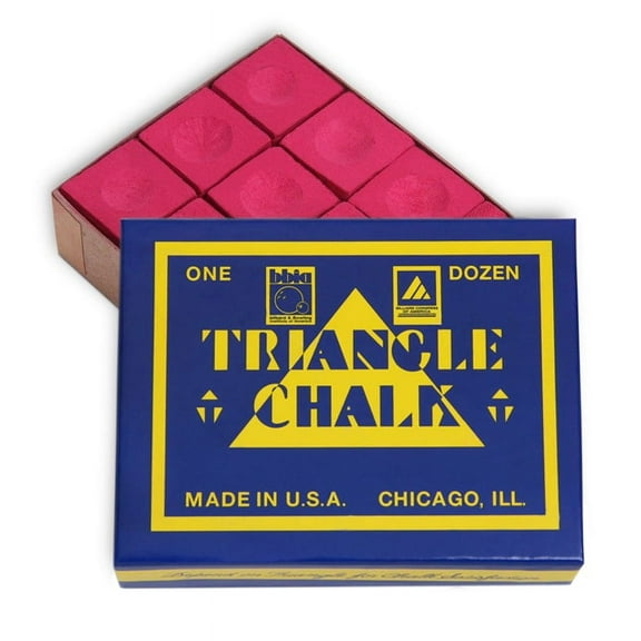 Triangle Billiard Pool Cue Chalk - 1 Dozen - Made in the USA - Red
