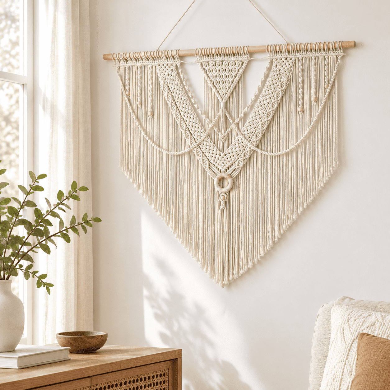A Triangular Room Triangle Boho Macrame Wall Hanging Tapestry for Living Room Bedroom ...