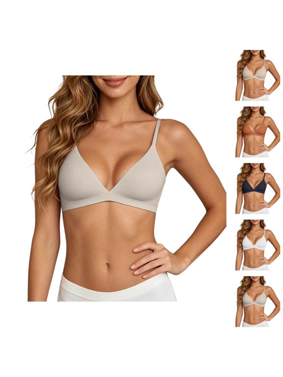 Triangle Bra Plunge No Underwire Spaghetti Strap Unlined Womens Underwear Seamless Bra