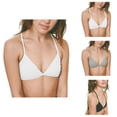 thumbnail image 1 of Triangle Bra for Women Soft Cotton Ribbed Cross Back Deep V Neck Spaghetti Strap Bralettes, 1 of 9