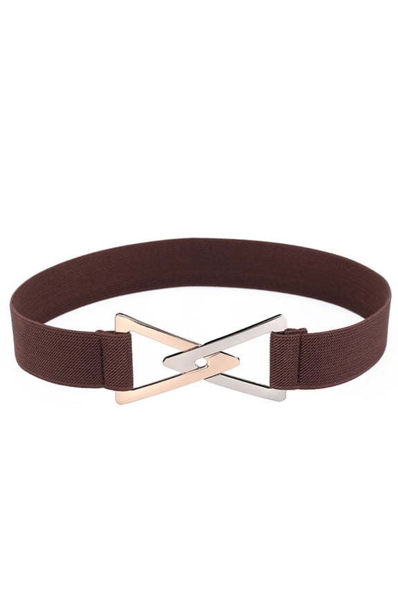 Triangle Buckle Waist Belt for Women, Adjustable Elastic Waistband for Dresses and Tunics, Slimming Wide Waist Cincher for Waist Shaping Coffee