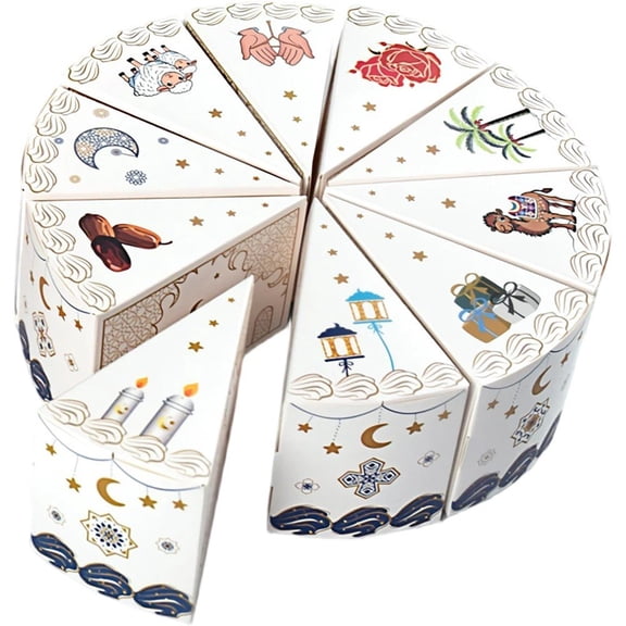 Triangle Cake Boxes 10pcs Dessert Paper Gift Box Cardboard Candy Dessert Packaging Boxes for Islamic Muslim Prayer Eid Ramadan Party Supplies