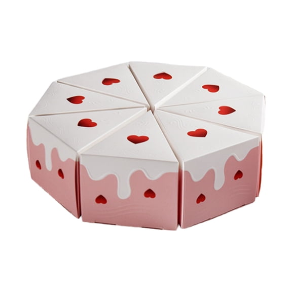 Triangle Cake Shaped Candy Boxes with Flower Bowknot Chocolate Candy Gift Box Party Favors for Bridal Shower Wedding Birthday Party, 10pcs