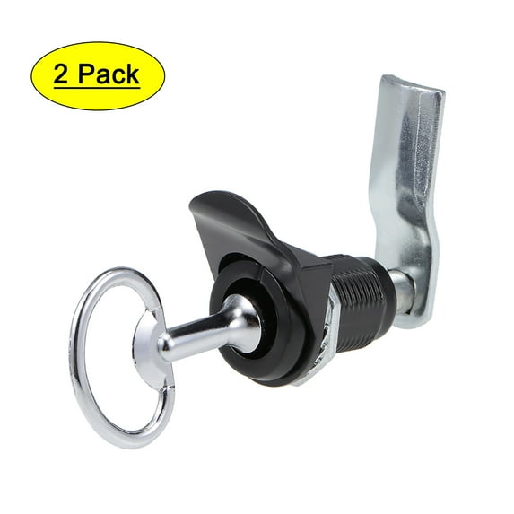 Triangle Cam Locks 22mm Cylinder Dia 49mm Long Cam Keyed Alike Black 2Pcs