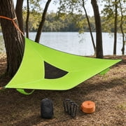 Triangle Camping Hammock with Straps, Fruit Green Mesh Portable Outdoor Bed for 2-3 People, 9.2ft, 330lb Capacity