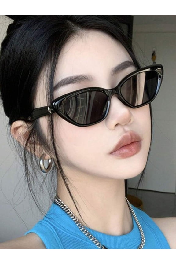 Triangle Cat Eye Small Frame Vintage Fashion Glasses, High-Quality Street Style for Summer Beach, Vacation & Outdoor Travel