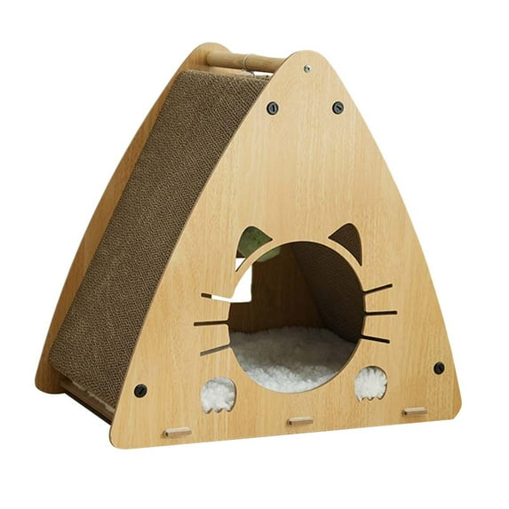 Triangle Cat Scratcher Box Lounge Bed Corrugated Cardboard Furniture Protector Multifunctional Pet Supplies Place to Relax Accessories with Cushion