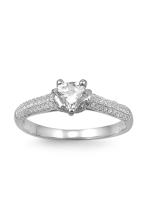 Triangle Center Cubic Zirconia Ring Sterling Silver 925