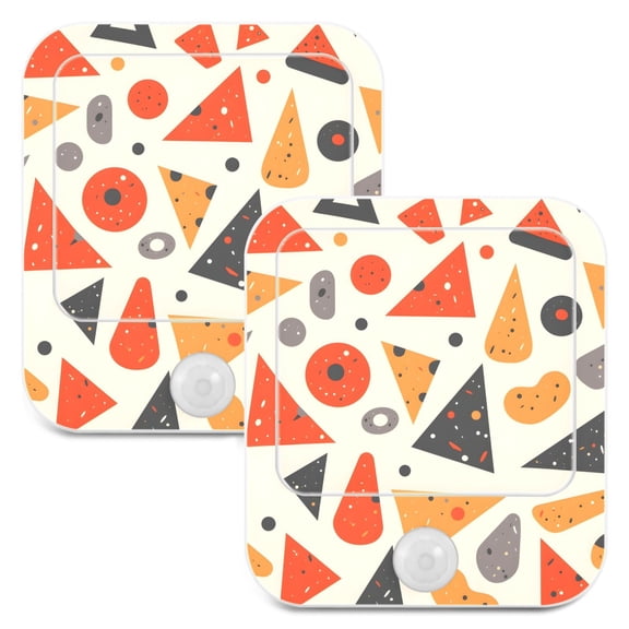 Triangle and Circle Geometry 2 Pack LED Motion Sensor Night Light Plug into Wall Auto Dusk to Dawn Adjustable Brightness for Kids Bedroom Hallway Nursery Room