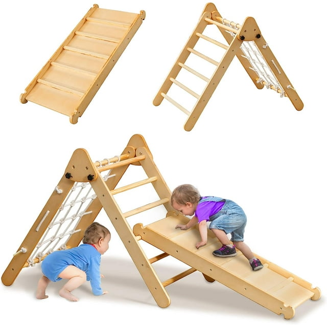 Triangle Climber, Wanan Climbing Toys for Toddlers 13, Foldable Climbing Set with Ramp, Slide
