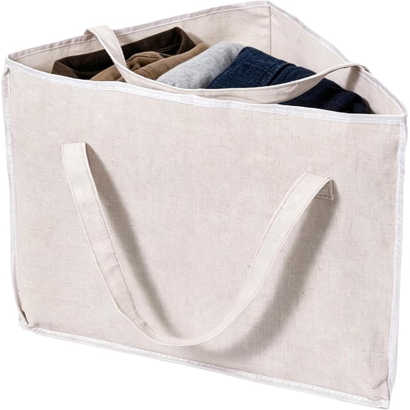 Triangle Clothes Organizer, Fabric Hanger Storage Basket, Foldable for Closet
