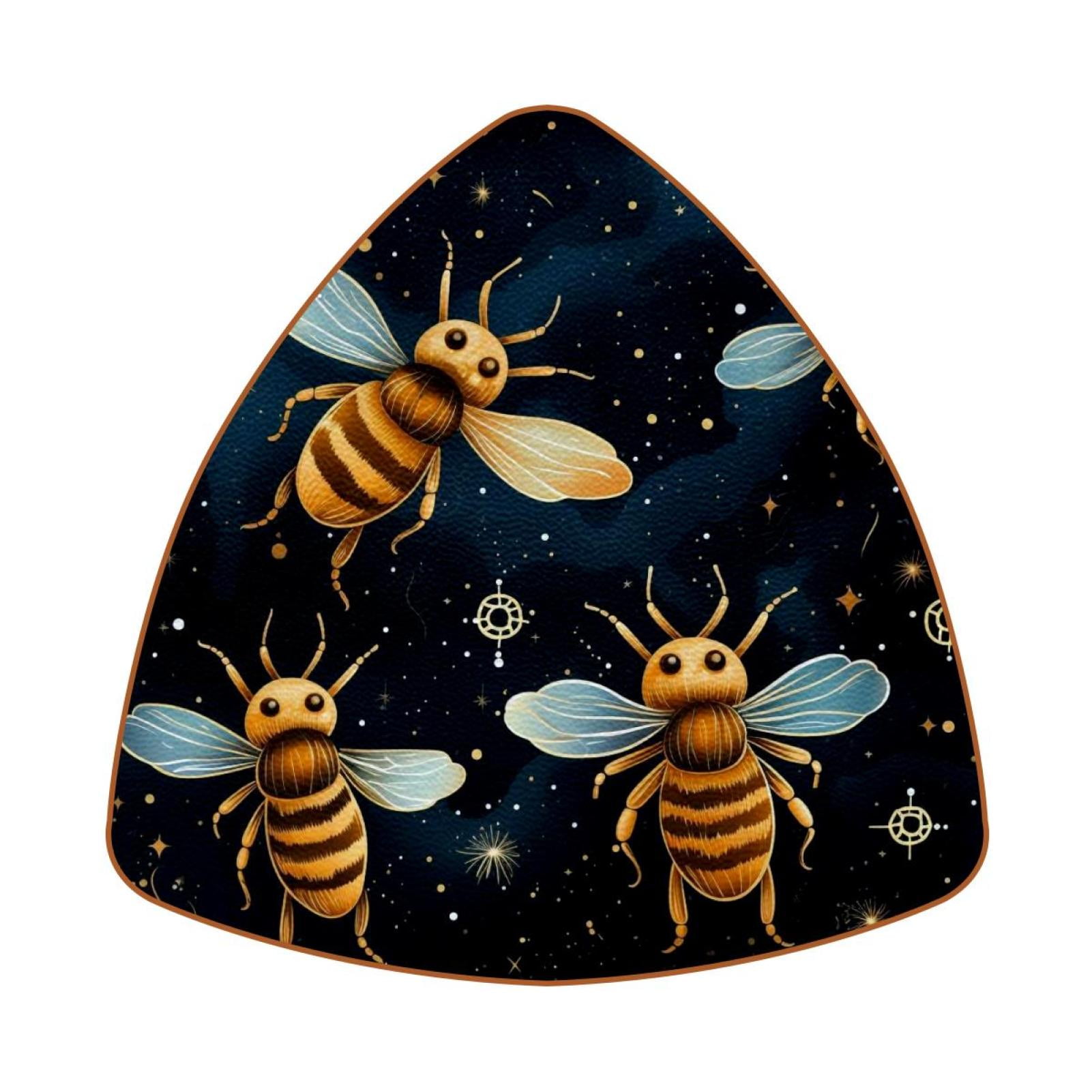 Triangle Coasters for Drinks Bumble Bees on Starry Sky Print Leather ...