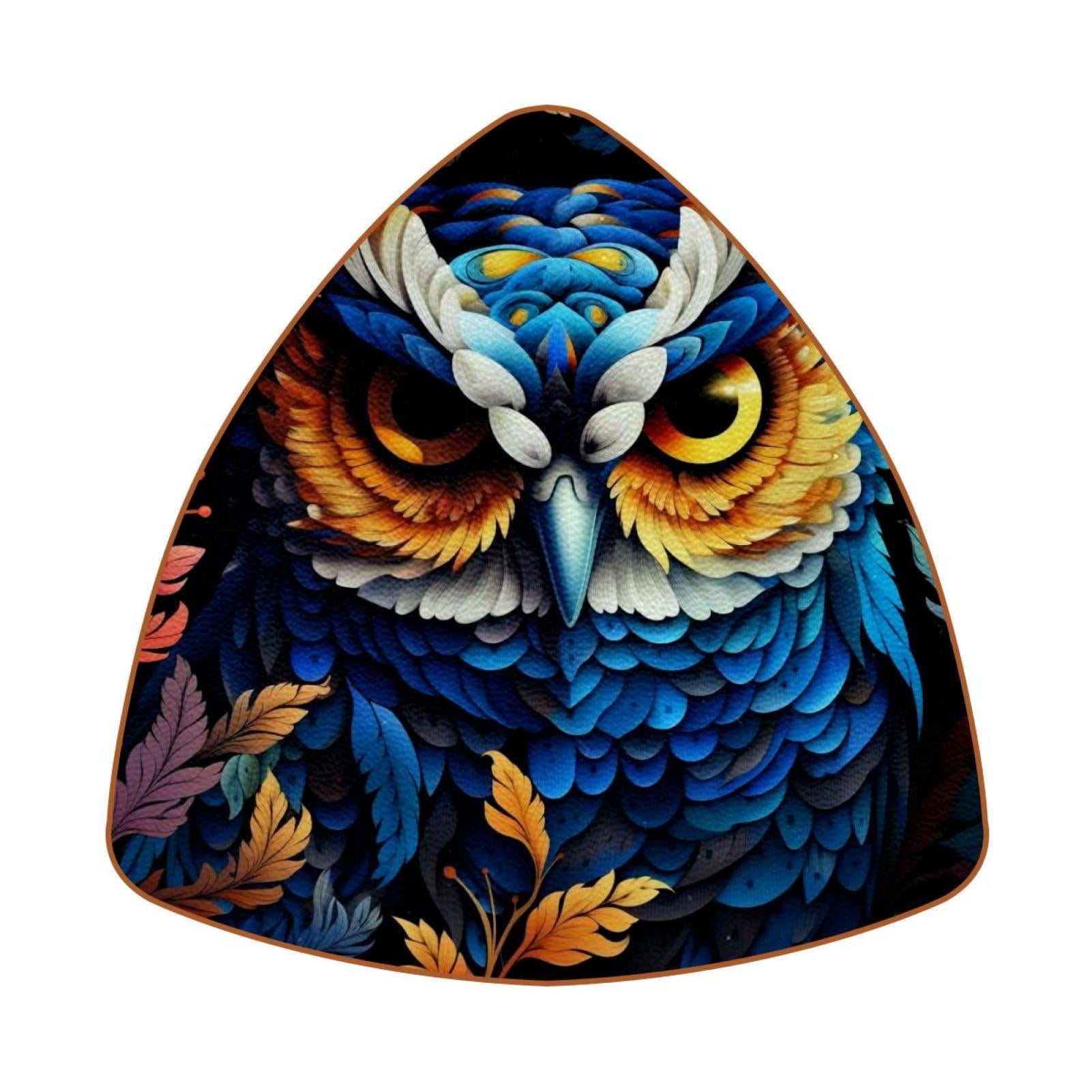 Triangle Coasters for Drinks Night Owl Print Leather Mug Cup Pad Mat ...