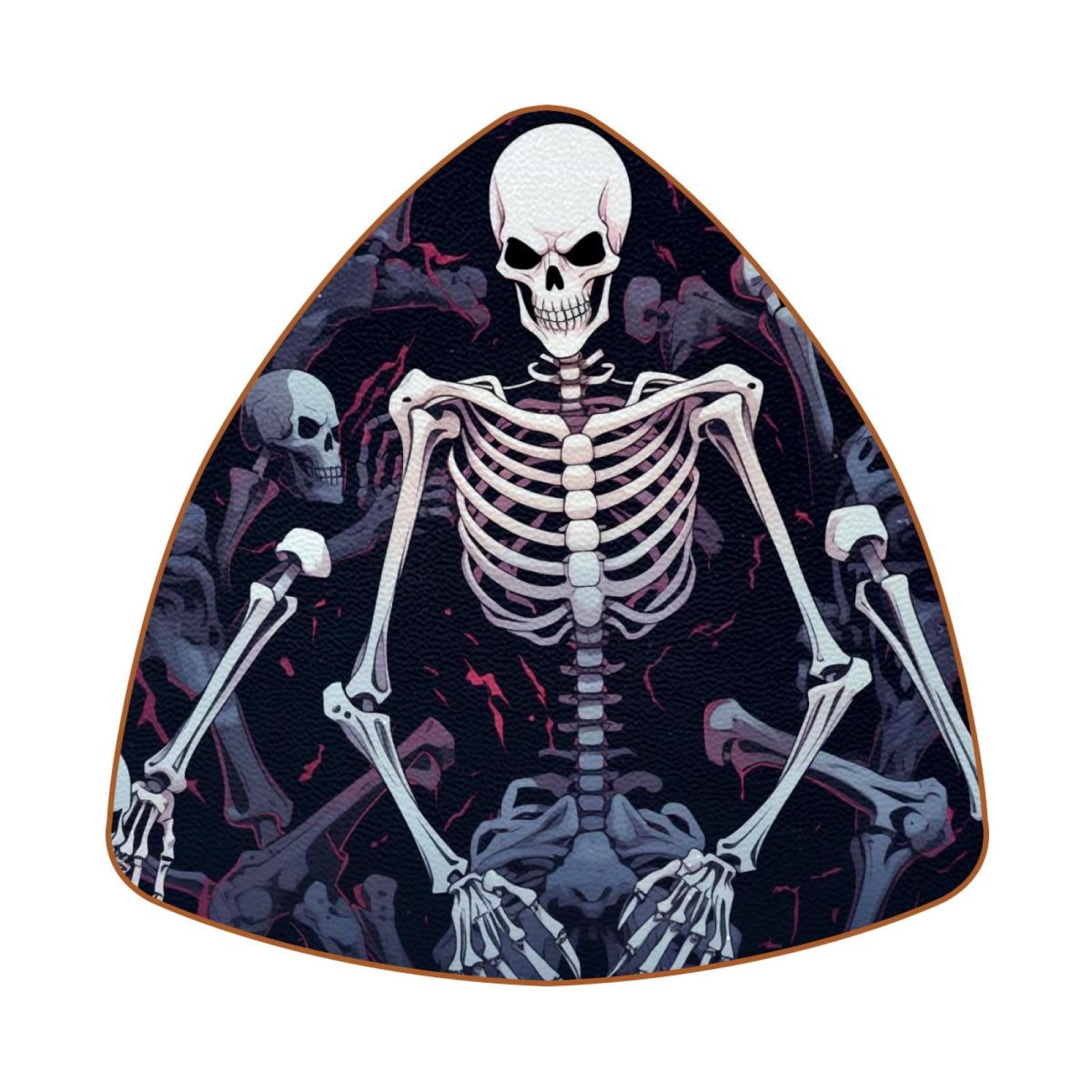 Triangle Coasters for Drinks Scary Skull Skeleton Print Leather Mug Cup ...