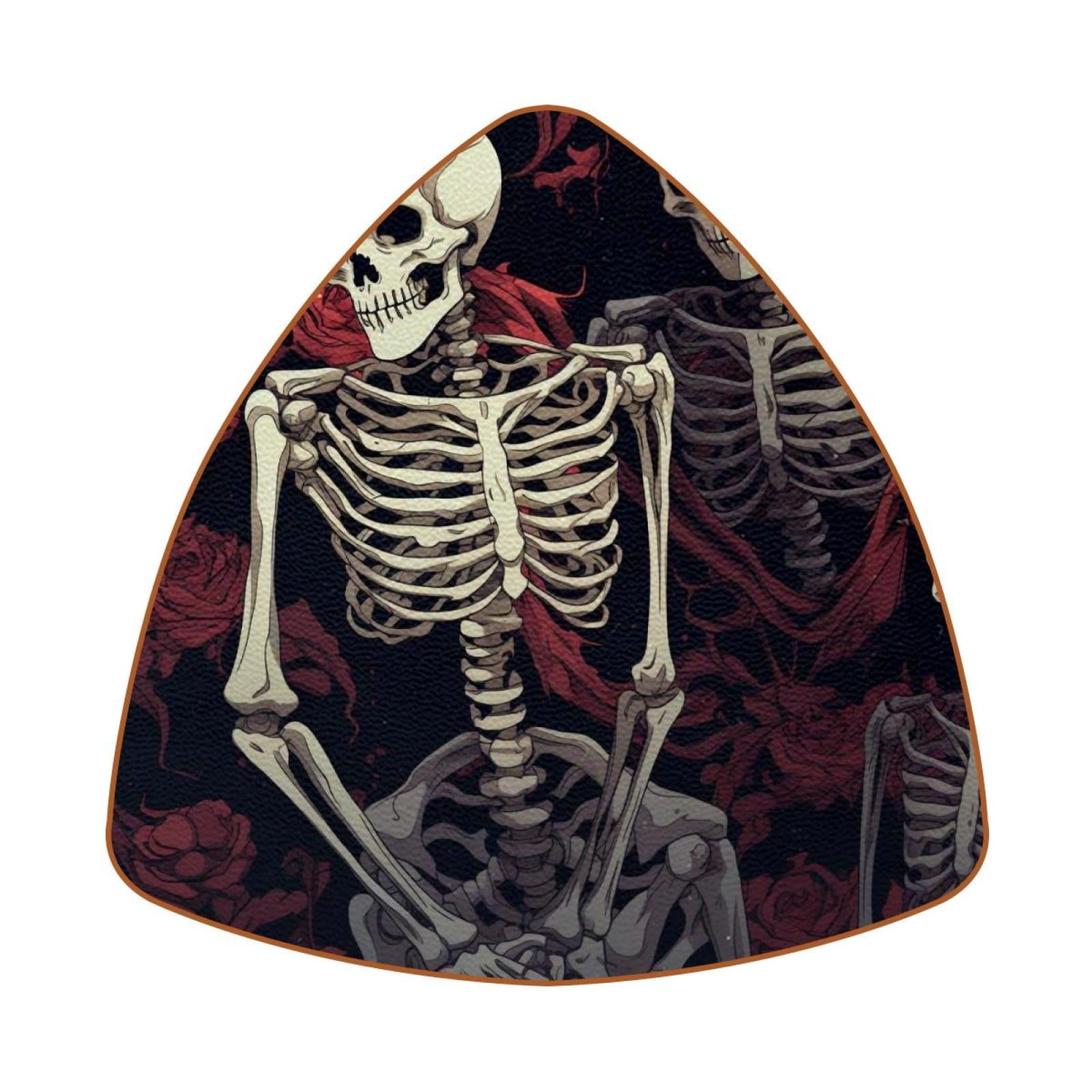 Triangle Coasters for Drinks Skull Skeleton Print Leather Mug Cup Pad ...