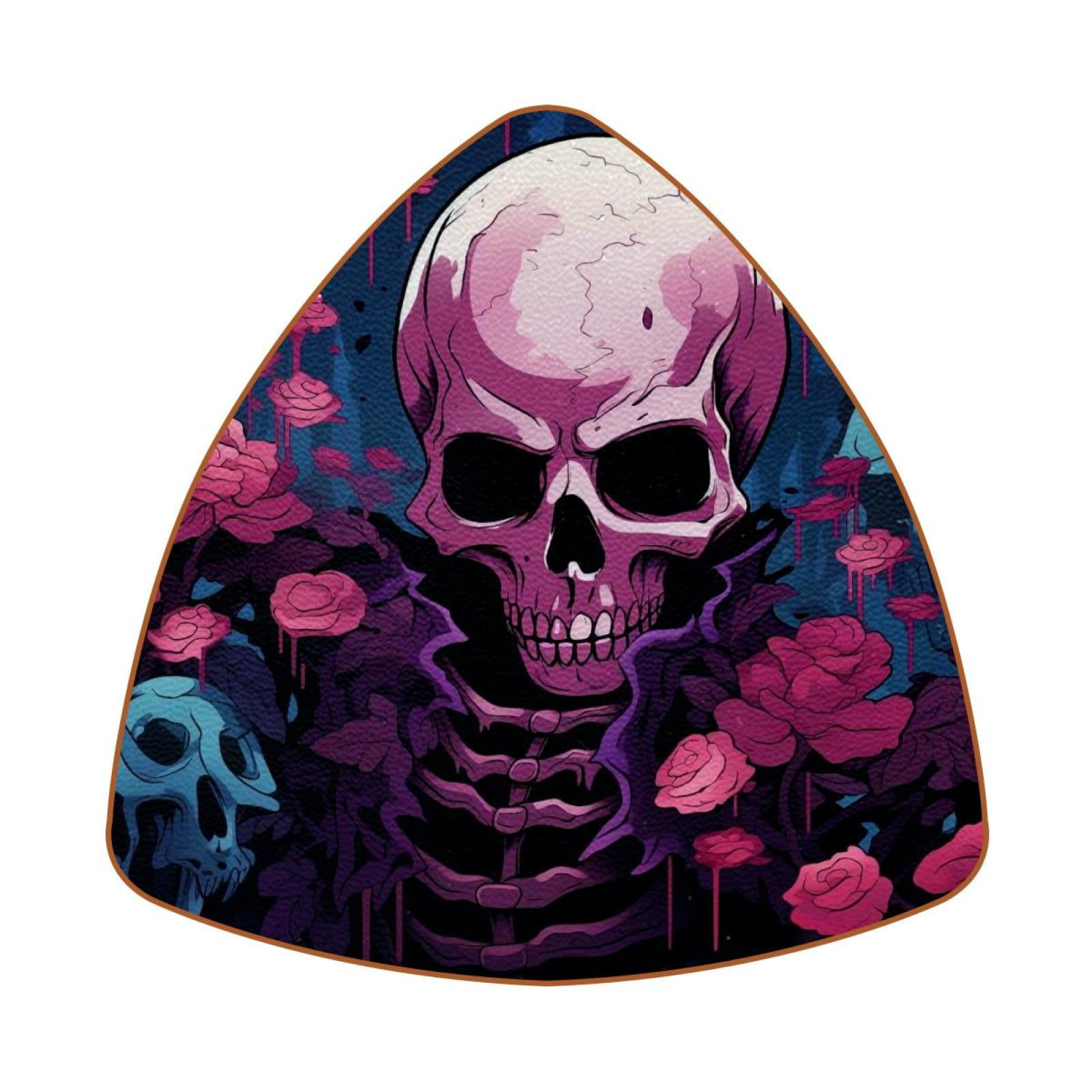 Triangle Coasters for Drinks Skull Skeleton Print Leather Mug Cup Pad ...