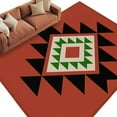 thumbnail image 1 of Triangle Combination Pattern Area&nbsp;Rug 5x8ft Black Green Red Retro Decor Non-Slip&nbsp;Washable Square&nbsp;Rugs Soft Felt Indoor Floor Mat for Bedroom Kitchen Living Room Bathroom, 1 of 9