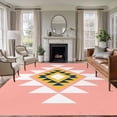 thumbnail image 1 of Triangle Combination Pattern Washable Living Room Rugs 5'x7', Pink Yellow Blue Retro Decor Low Pile Throw Large Area Rugs Non-Slip Sturdy Edge Binding Carpet for Dining Room Bedside Kitchen, 1 of 9