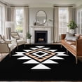 thumbnail image 1 of Triangle Combination Pattern Washable Living Room Rugs 5'x8', White Brown Black Retro Decor Low Pile Throw Large Area Rug Non-Slip Sturdy Edge Binding Carpet for Living Room Kitchen Office, 1 of 9