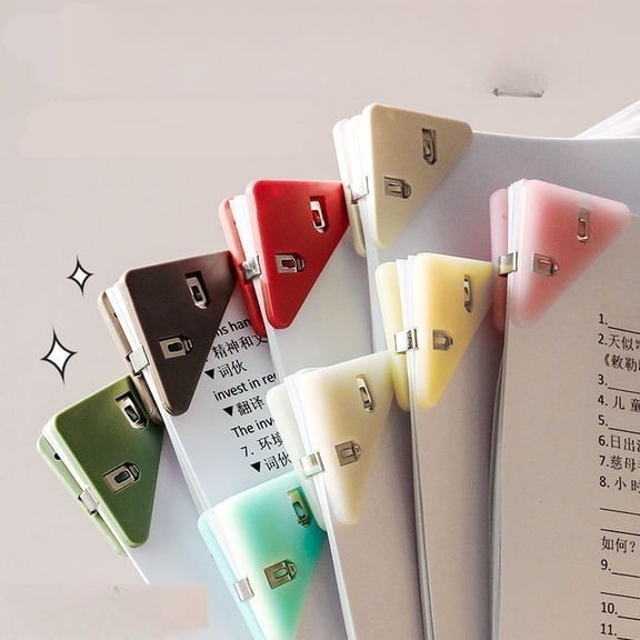 Triangle Corner Binder for Students Multi Function Edge Clips Anti Warp Book Folder Secure Paper Holder Exam File Organizer