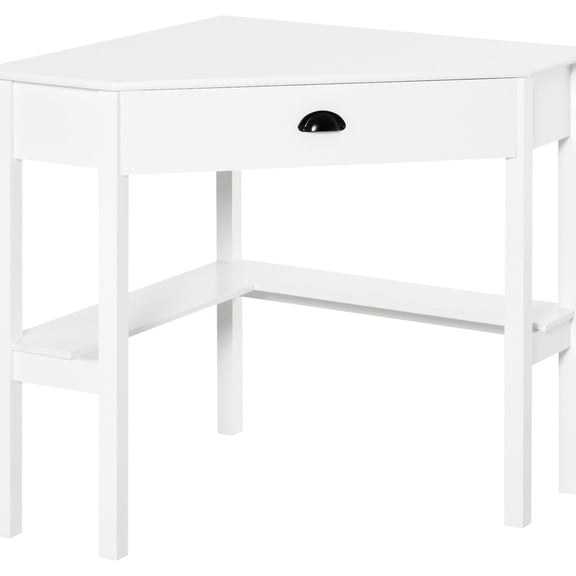 Triangle Corner Desk with Shelves and Drawer / Stable for Display and Work