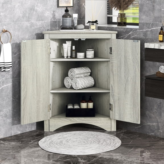 Triangle Corner Storage Cabinet | Adjustable Shelving for Different Home Spaces | Bathroom, Laundry and Hallway