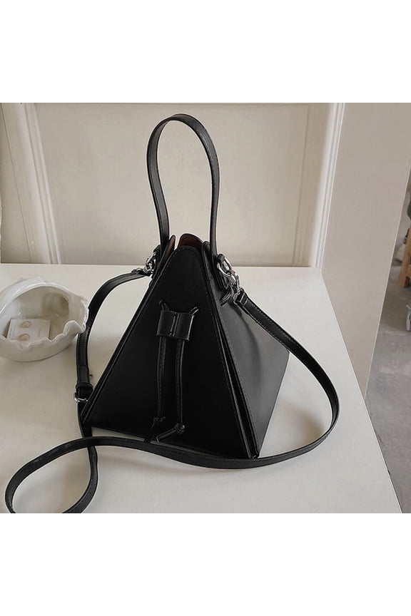 Triangle Crossbody Bag for Women,Women Bag,Elegant & Fashionable Faux Leather Geometric Bucket Purse with Drawstring, Adjustable Strap Lightweight Shoulder Bag Daily Commute Travel