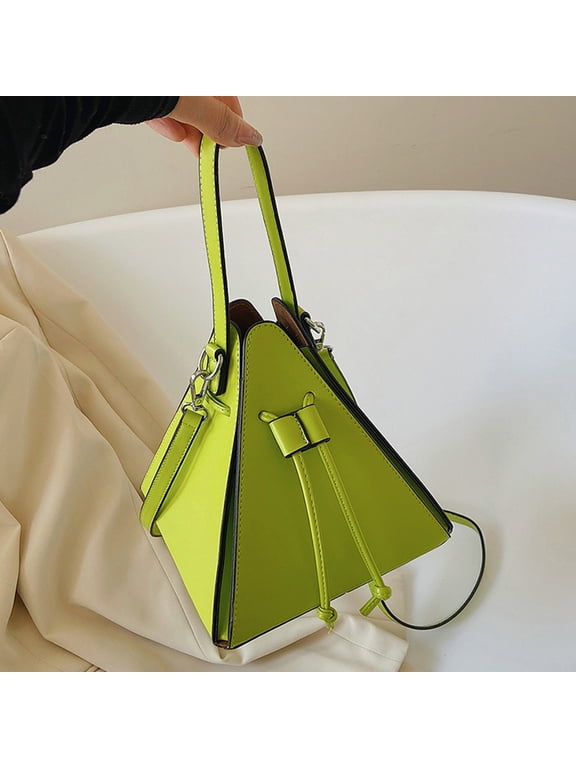 Triangle Crossbody Bag for Women,Women Bag,Elegant & Fashionable Faux Leather Geometric Bucket Purse with Drawstring, Adjustable Strap Lightweight Shoulder Bag Daily Commute Travel