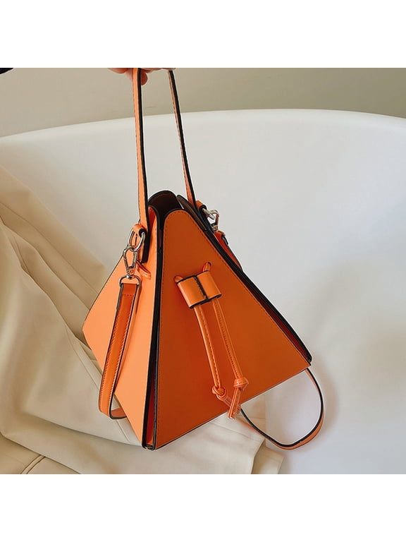 Triangle Crossbody Bag for Women,Women Bag,Elegant & Fashionable Faux Leather Geometric Bucket Purse with Drawstring, Adjustable Strap Lightweight Shoulder Bag Daily Commute Travel