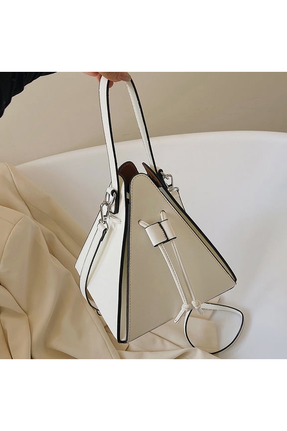 Triangle Crossbody Bag for Women, Leather Small Purse with Adjustable Strap, Lightweight Daily Commuter Handbag for Travel, Shopping, and Gifts