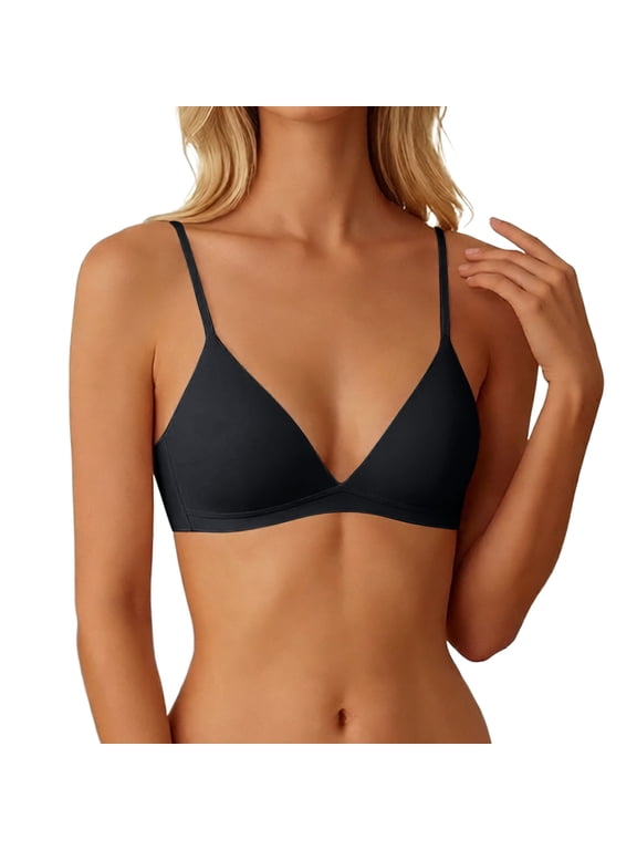 Triangle Cup Bra, Seamless Wirefree Bralette, Lightly Lined Comfort Fit Everyday Bra for Women