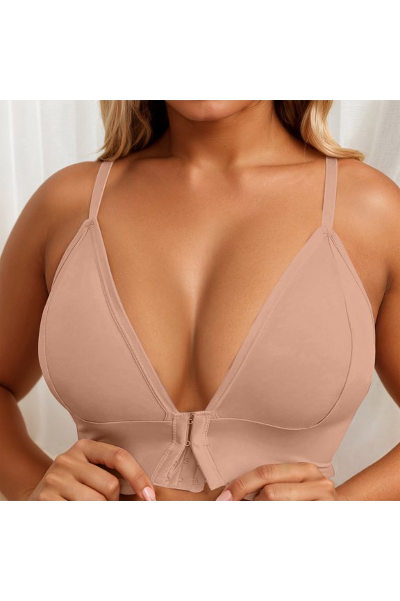 Triangle Cup Wireless Bra With Front Closure And Thin Straps For Comfortable All Day Wear
