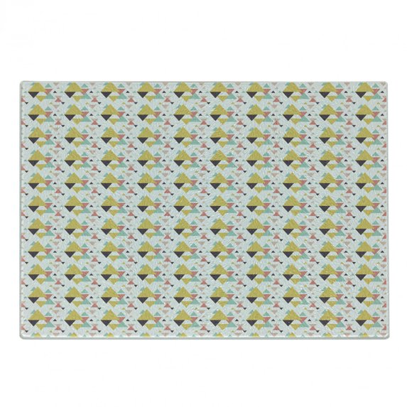 Triangle Cutting Board, Geometric Composition with Pastel Tones Mosaic Design Modern Art Illustration, Decorative Tempered Glass Cutting and Serving Board, Small Size, Multicolor, by Ambesonne