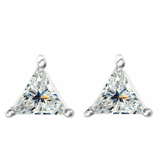 Triangle Diamond Stud Earrings 14k White Gold (0.75 Ct,J Color,VS1 Clarity)