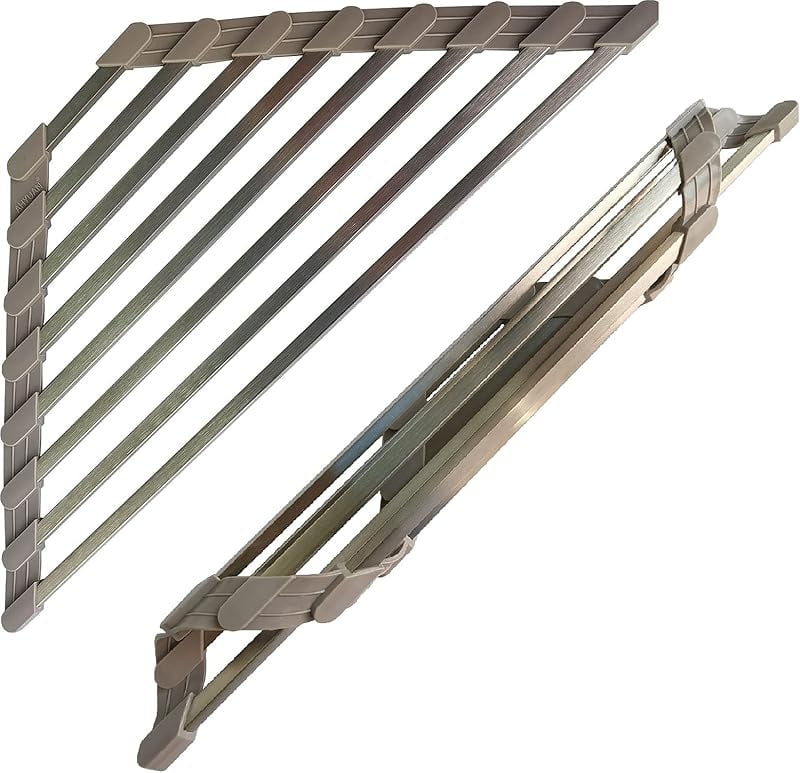 Triangle Dish Drying Rack for Sink Corner Roll Up Folding Stainless ...