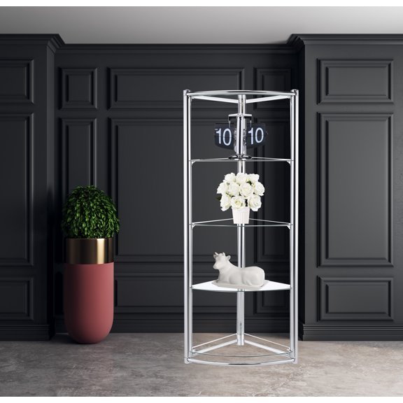Triangle Display Shelf Tempered Glass/Chrome Frame