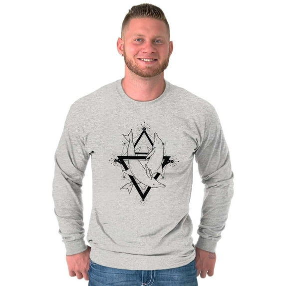 Triangle Dolphin Symbol Spirit Animal Long Sleeve TShirt Men Women Brisco Brands L