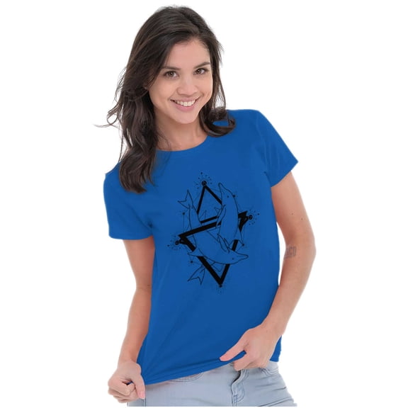 Triangle Dolphin Symbol Spirit Animal Womens Slim Fit Graphic Tee Brisco Brands L