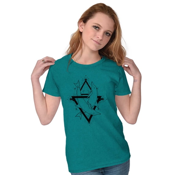 Triangle Dolphin Symbol Spirit Animal Women's T Shirt Ladies Tee Brisco Brands M