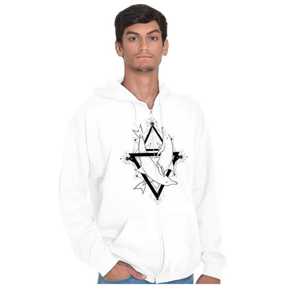 Triangle Dolphin Symbol Spirit Animal Zip Up Hoodie Men's Women's Brisco Brands S