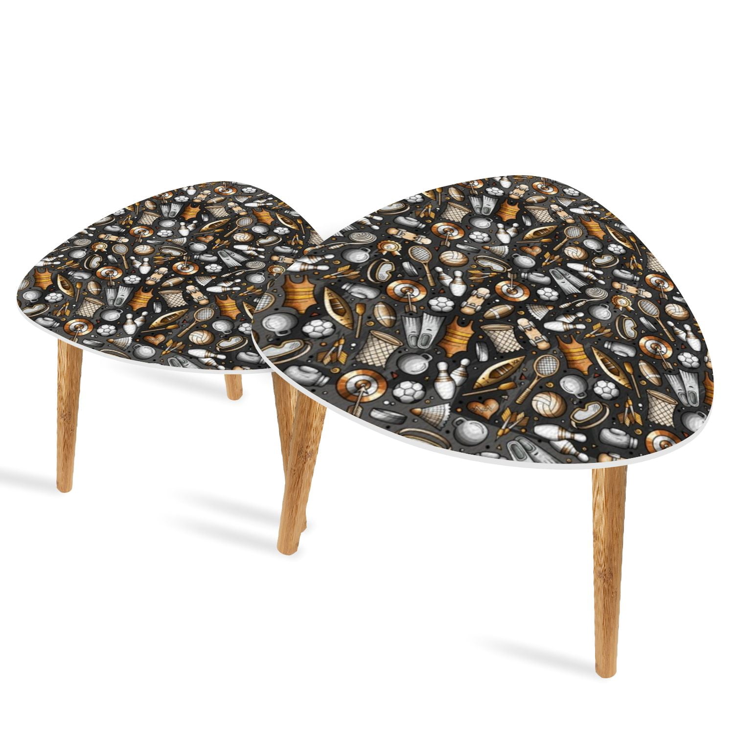 Triangle End Tables Set of 2 Cartoon cute Sport seamless pattern ...