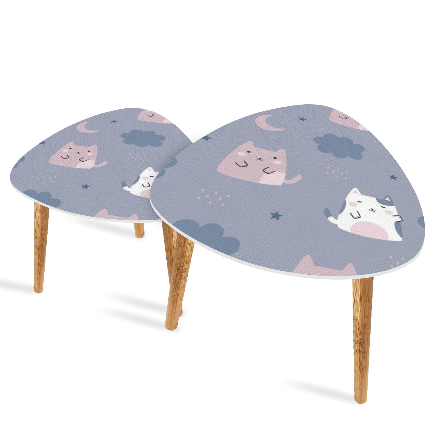 Triangle End Tables Set of 2 Cute seamless pattern cat clouds Kids ...
