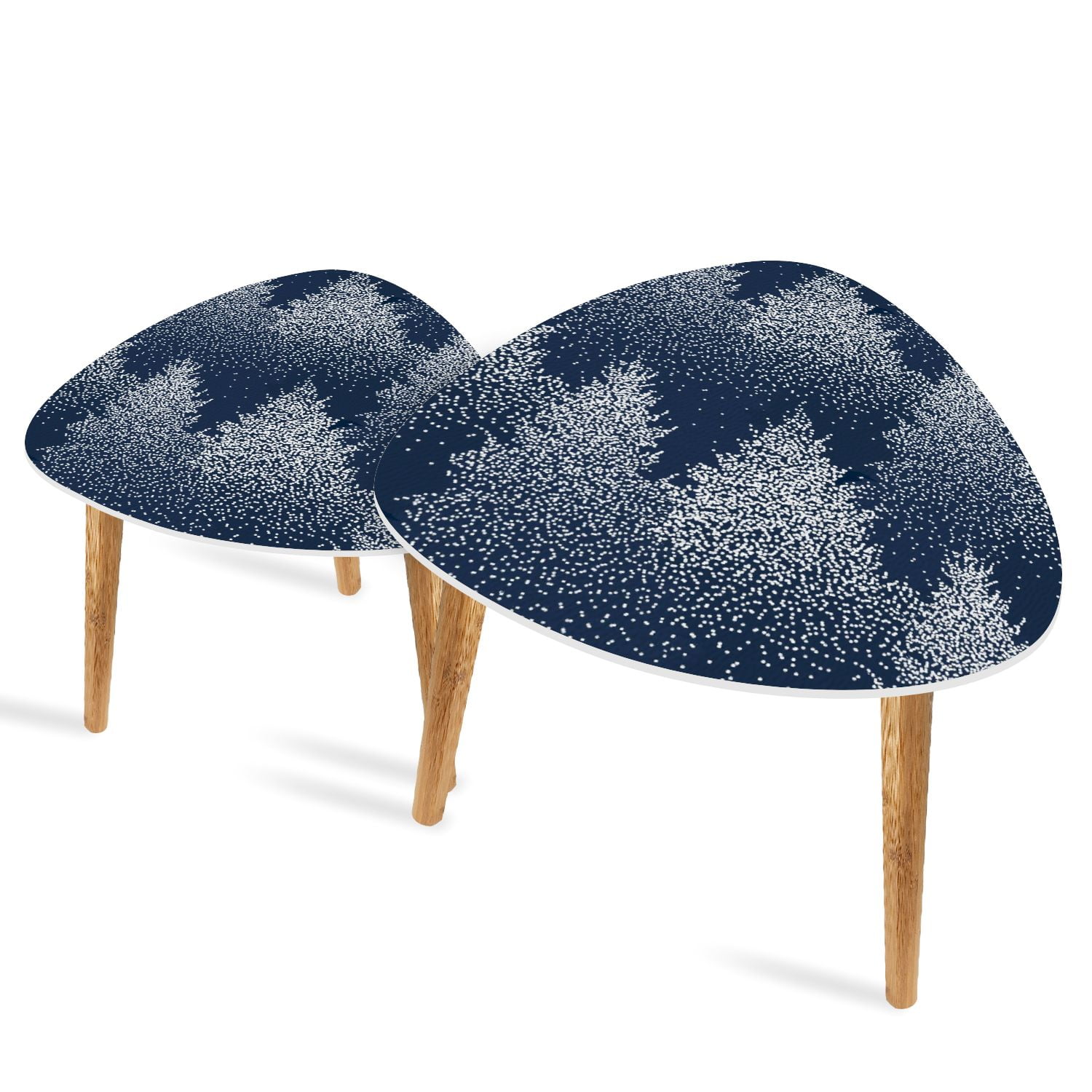 Triangle End Tables Set of 2 Winter Seamless Pattern Fir Trees Pines ...