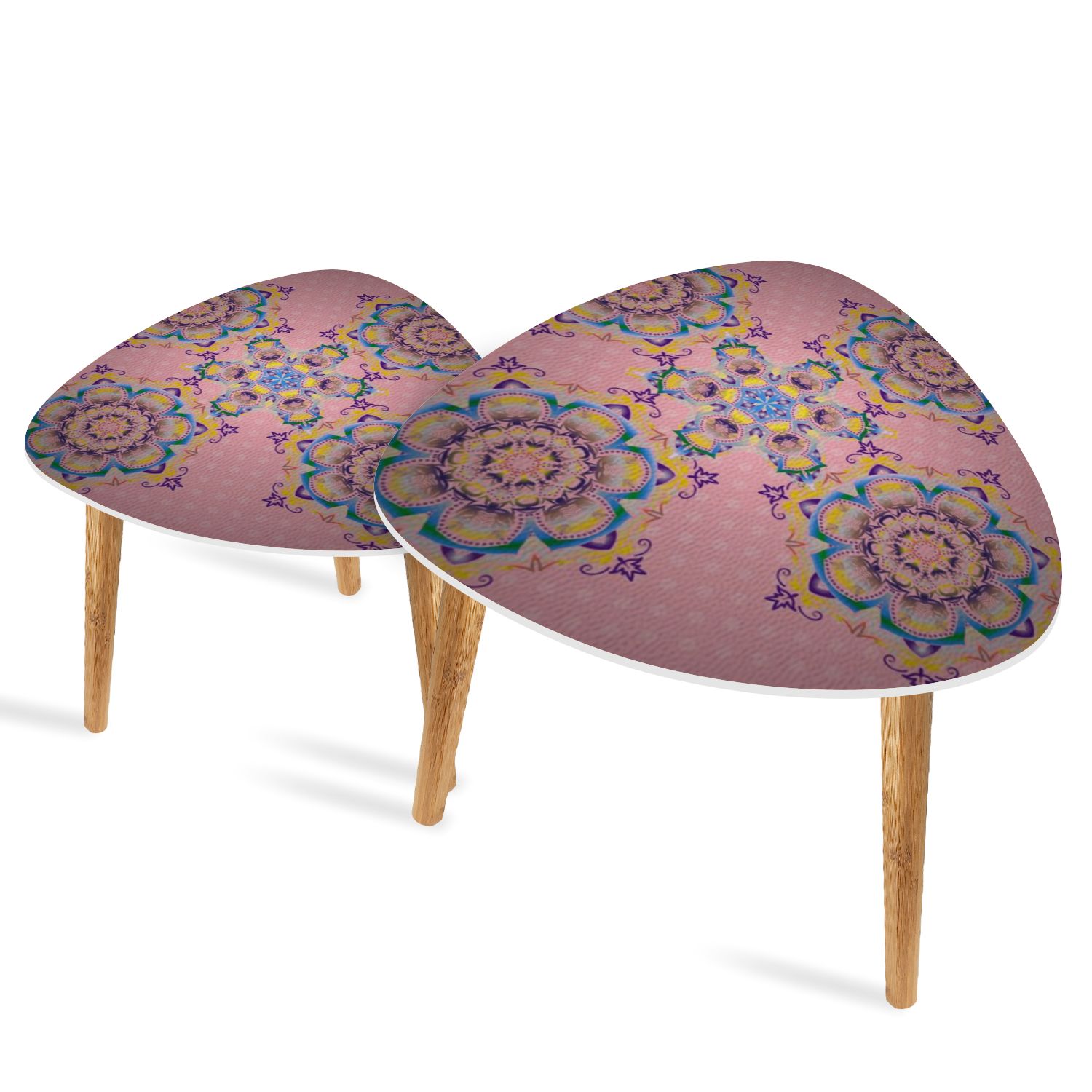 Triangle End Tables Set of 2 Yellow violet seamless pattern for ...