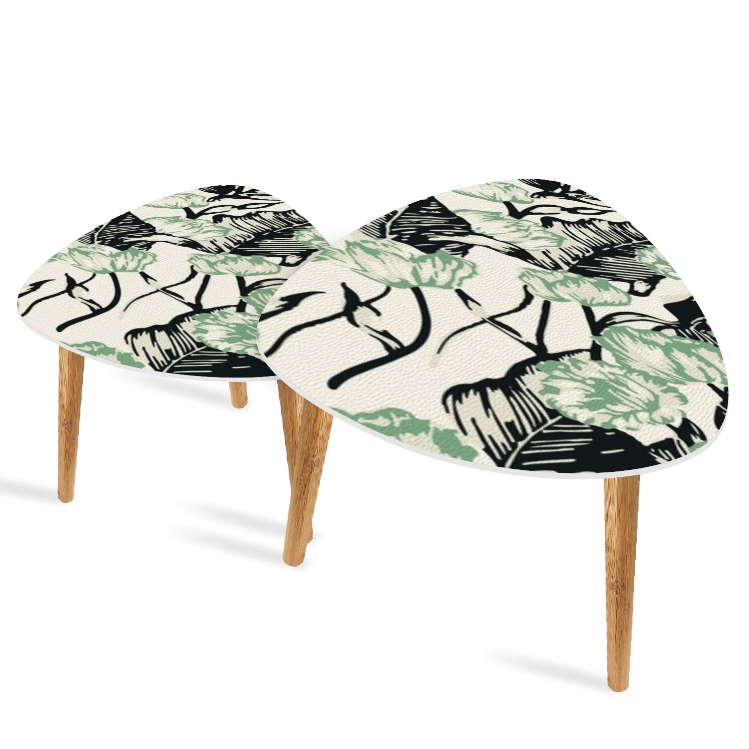 Triangle End Tables Set of 2 botanical floral seamless pattern roses ...