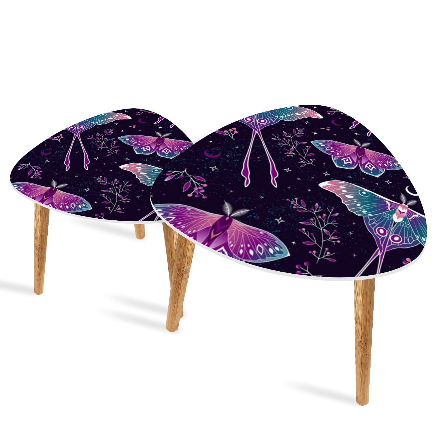Magic Star Table Triangle End Tables Set of 2 celestial seamless pattern herbs Boho ...
