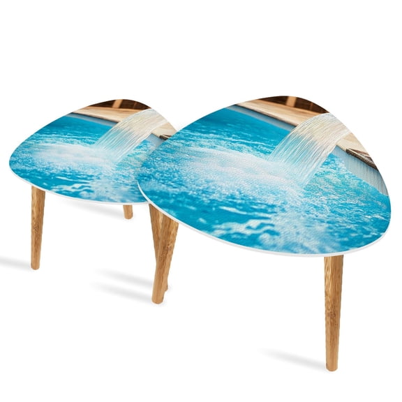 Triangle End Tables Set of 2 An amazing hot tub designed waterfall jet Small Coffee Table, Tea Table, Nesting Tables for Living Room
