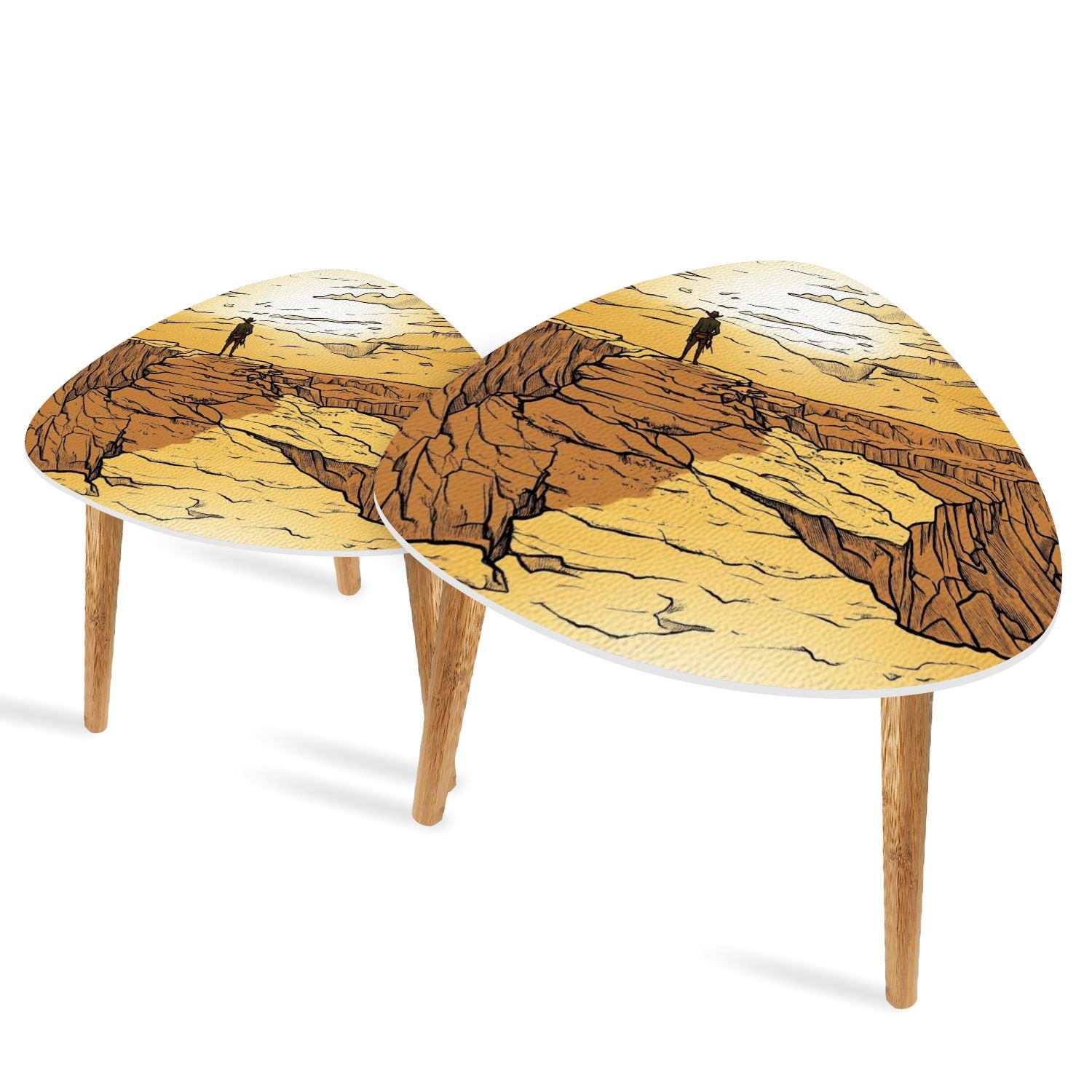 Dramatic Side Table Triangle End Tables Set of 2 Dramatic Cowboy Illustration Shadows ...