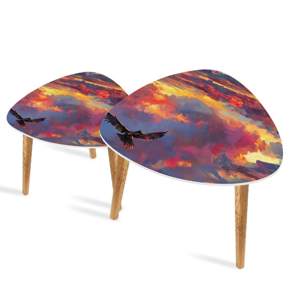 Triangle End Tables Set of 2 Mesas Valleys Sunset Untamed Wilderness Art Small Coffee Table, Tea Table, Nesting Tables for Living Room
