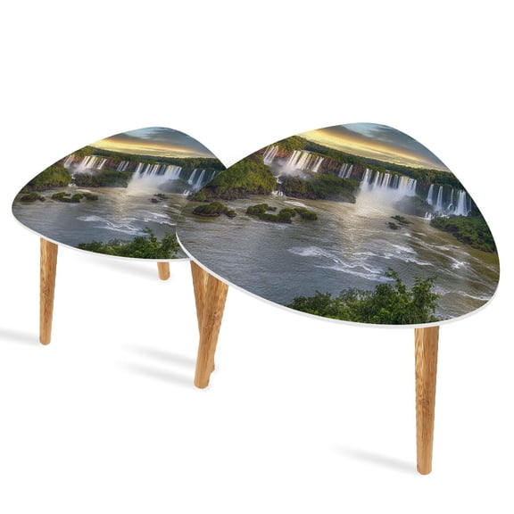 Triangle End Tables Set of 2 The Iguazu Falls Argentine side Photographed from Small Coffee Table, Tea Table, Nesting Tables for Living Room
